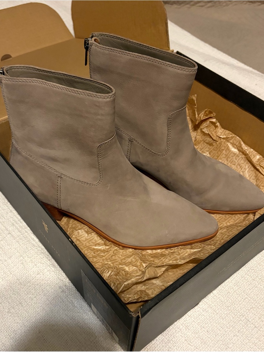 New in Box FRYE Womens “Ellen” Short Grey Ankle Boots Size 7 MSRP $ 298